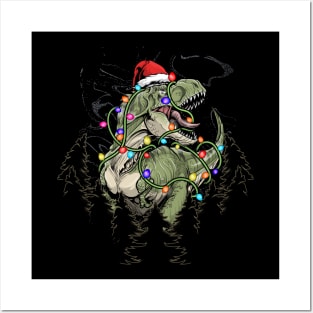 Dinosaurs on christmas Posters and Art